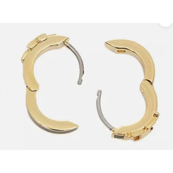 TORY BURCH SERIF T ENAMEL HUGGIE HOOP EARRINGS ✺✺ - Picture 3 of 4
